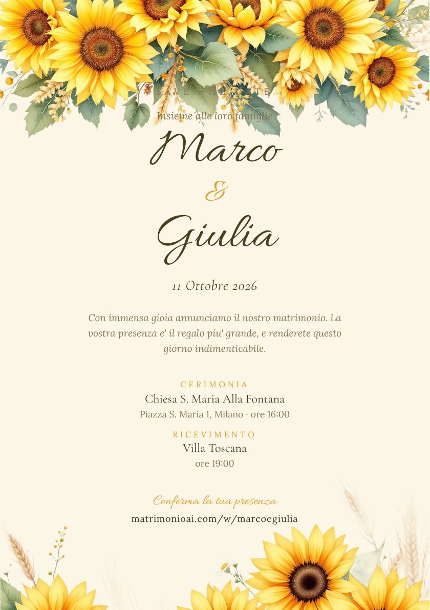 Invito tema Sunflower Rustic